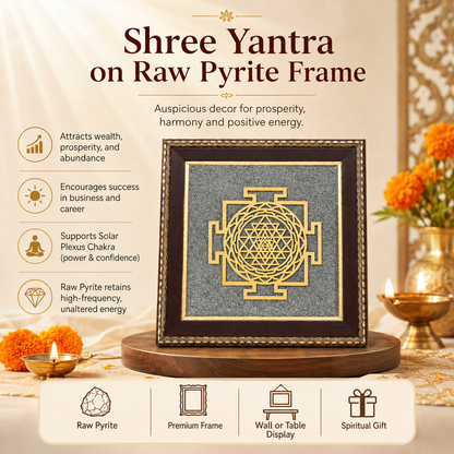Shree Yantra on Raw Pyrite Frame