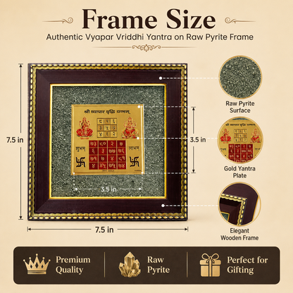 Vyapar Vriddhi Yantra on Raw Pyrite Frame