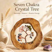 Round Wood Seven Chakra Crystal Tree