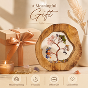 Round Wood Seven Chakra Crystal Tree