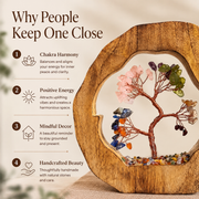 Round Wood Seven Chakra Crystal Tree