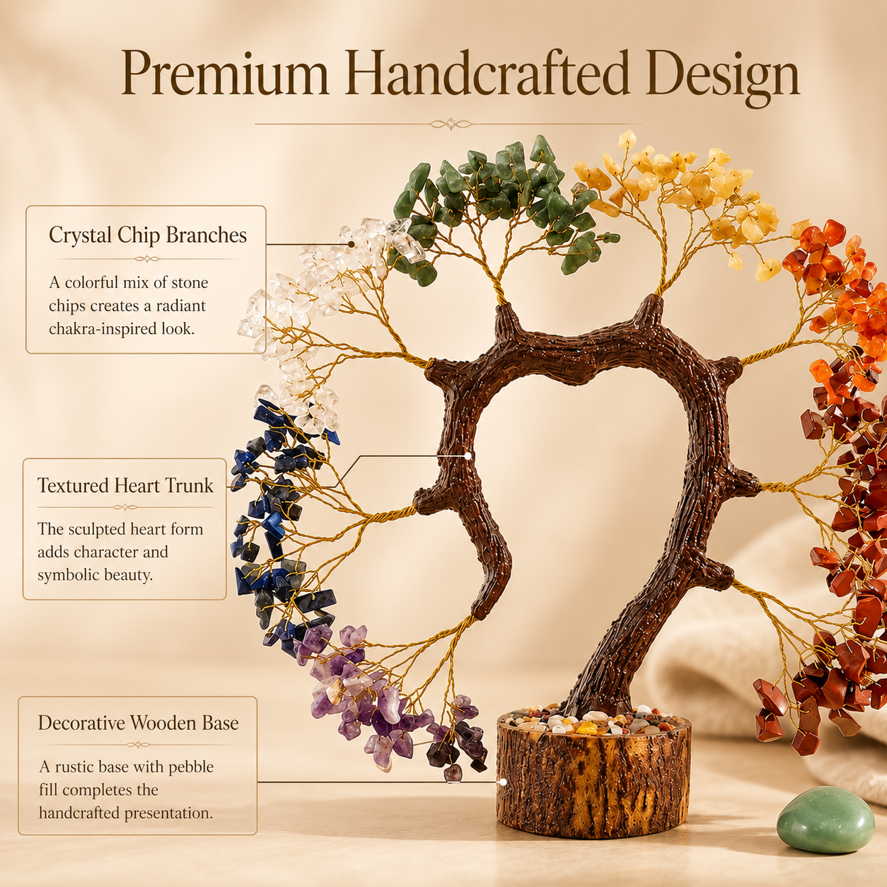 Seven Chakra Crystal Heart With Dome Tree
