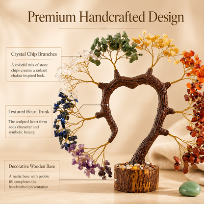 Seven Chakra Crystal Heart With Dome Tree