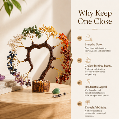 Seven Chakra Crystal Heart With Dome Tree