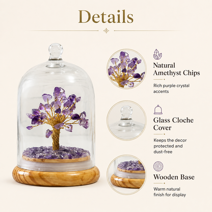 Amethyst Dome Tree Under Glass Cloche