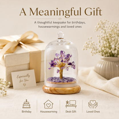 Amethyst Dome Tree Under Glass Cloche