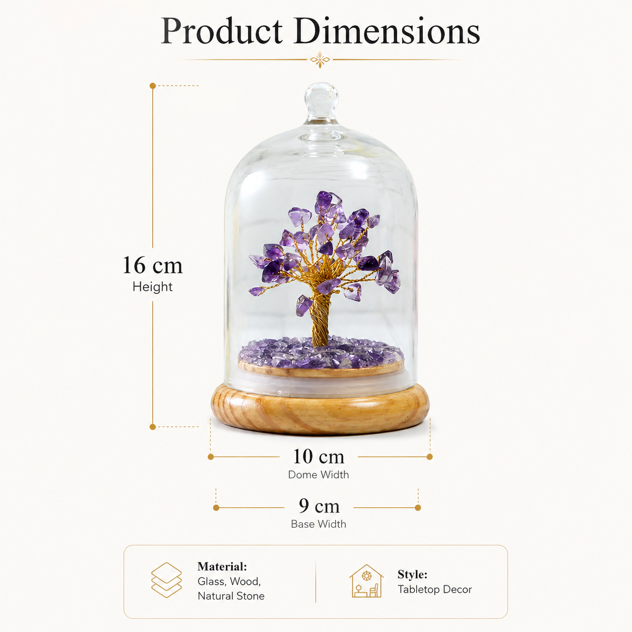 Amethyst Dome Tree Under Glass Cloche