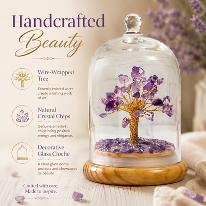 Amethyst Dome Tree Under Glass Cloche