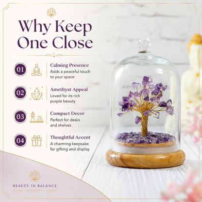 Amethyst Dome Tree Under Glass Cloche
