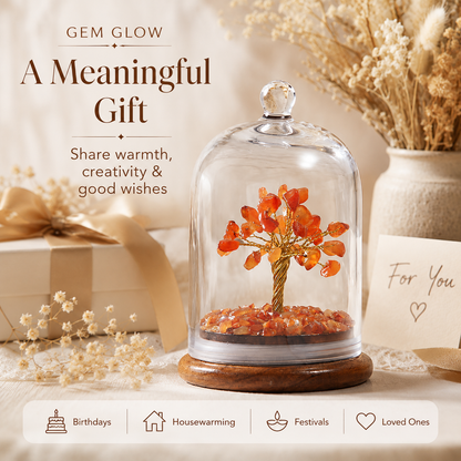 Carnelian Dome Tree Under Glass Cloche