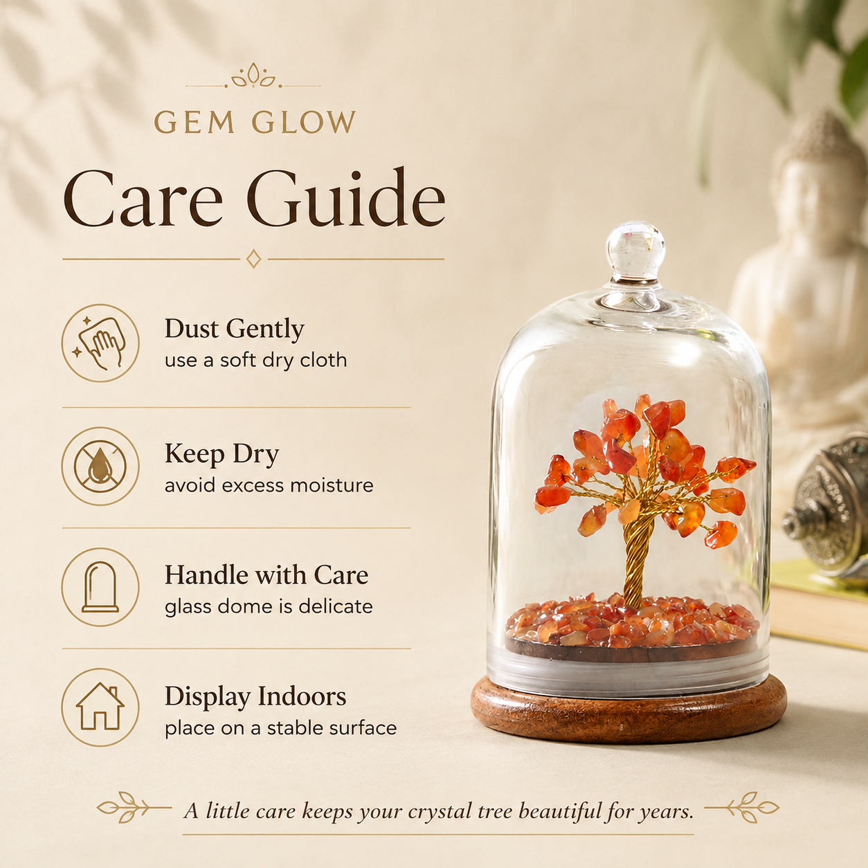Carnelian Dome Tree Under Glass Cloche