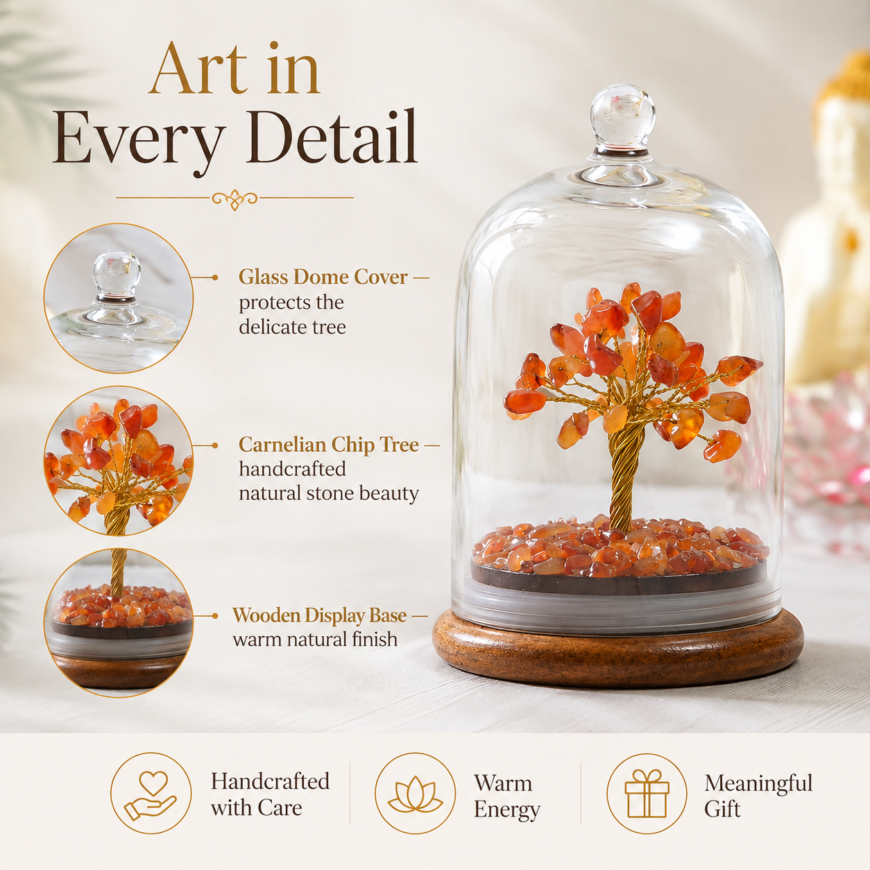 Carnelian Dome Tree Under Glass Cloche