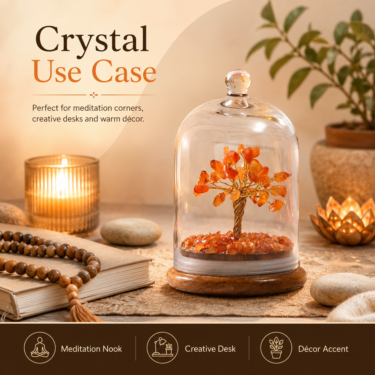 Carnelian Dome Tree Under Glass Cloche