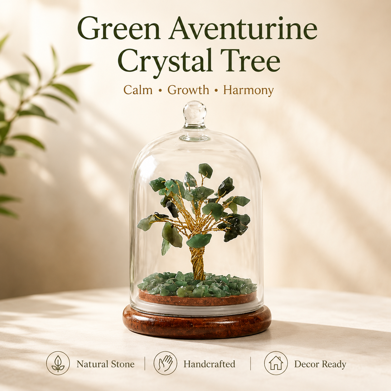 Green Aventurine Crystal With Dome Tree