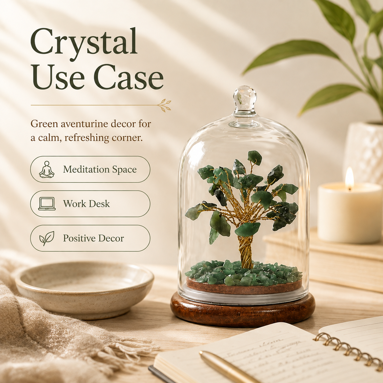 Green Aventurine Crystal With Dome Tree