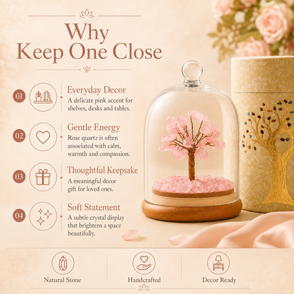Rose Quartz Crystal  Dome Tree
