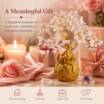 Potli Rose Quartz Crystal Tree