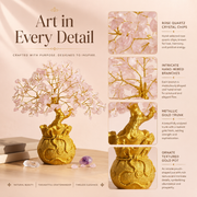Potli Rose Quartz Crystal Tree