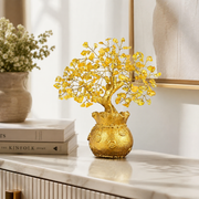 Potli Citrine Crystal Tree with Golden Money Pot