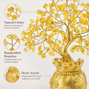 Potli Citrine Crystal Tree with Golden Money Pot