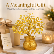 Potli Citrine Crystal Tree with Golden Money Pot