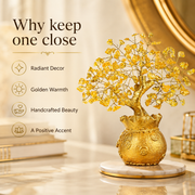 Potli Citrine Crystal Tree with Golden Money Pot