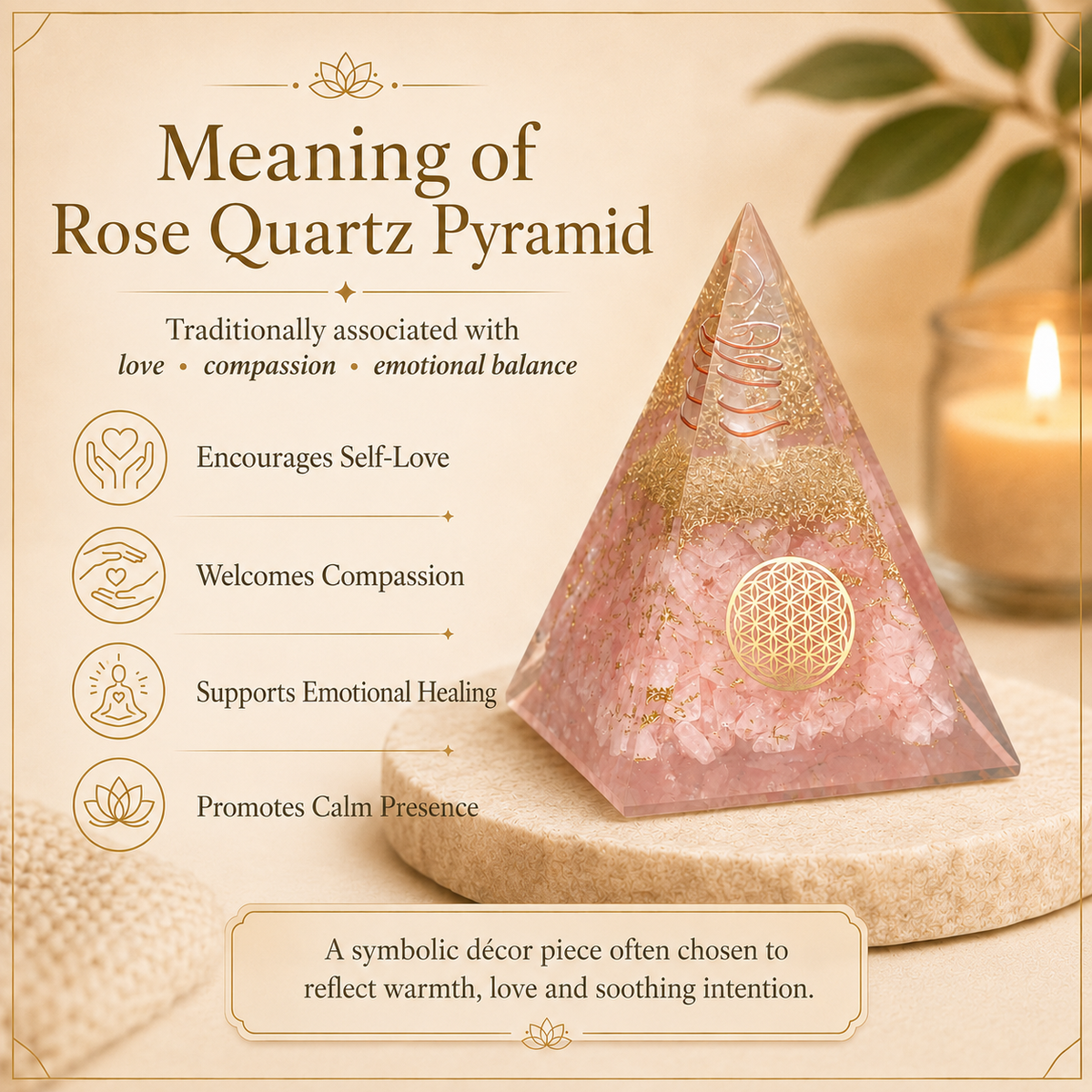 Citrine Orgone Crystal Pyramid For Meditation and Emf Protection