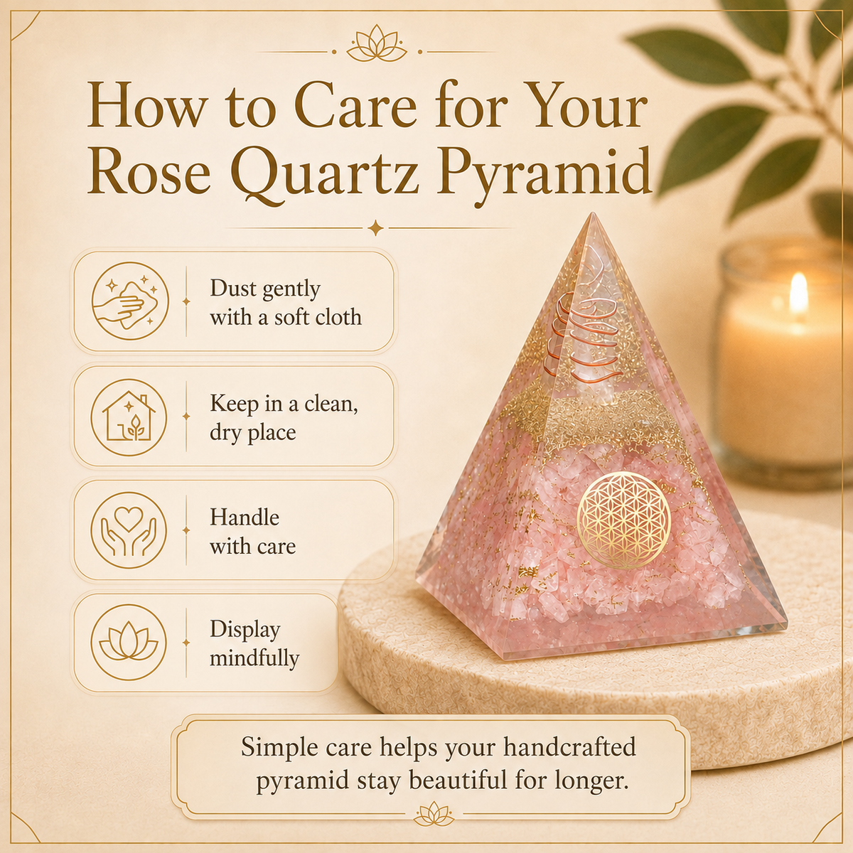 Citrine Orgone Crystal Pyramid For Meditation and Emf Protection