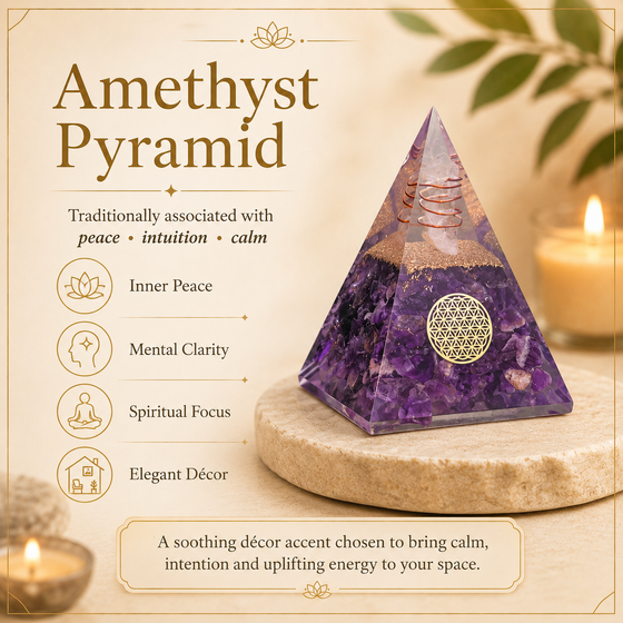 Amethyst Crystal Pyramid – Peaceful Energy and Chakra Healing
