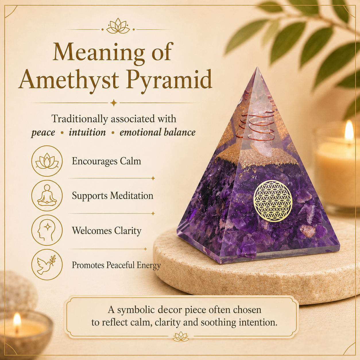 Amethyst Orgonite Pyramid for Meditation and Energy Healing