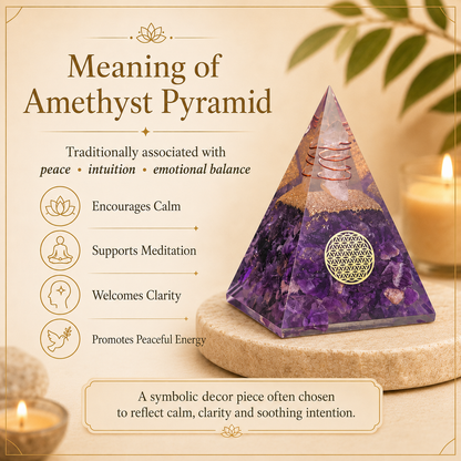 Amethyst Orgonite Pyramid for Meditation and Energy Healing