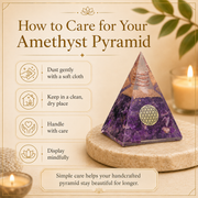 Amethyst Orgonite Pyramid for Meditation and Energy Healing