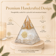 Selenite Orgone Crystal Pyramid For Meditation and Emf Protection
