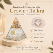 Selenite Orgone Crystal Pyramid For Meditation and Emf Protection