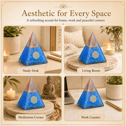 Aquamarine Healing Crystal Handmade Orgonite Pyramid For Yoga & Chakra Balancing