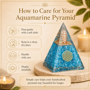 Aquamarine Healing Crystal Handmade Orgonite Pyramid For Yoga & Chakra Balancing