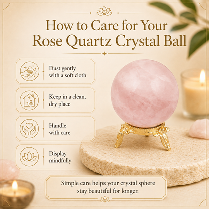 Rose Quartz Crystal Sphere Glass Ball With Stand
