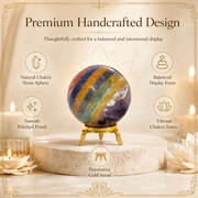 Seven Chakra Crystal Ball With Stand For Meditation