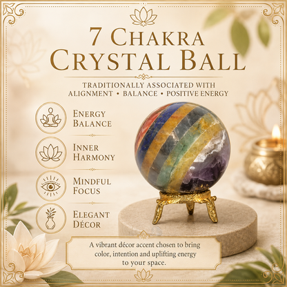 Seven Chakra Crystal Ball With Stand For Meditation