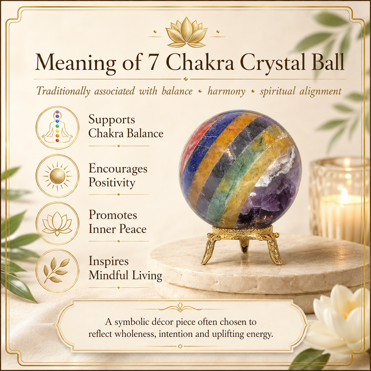 Seven Chakra Crystal Ball With Stand For Meditation