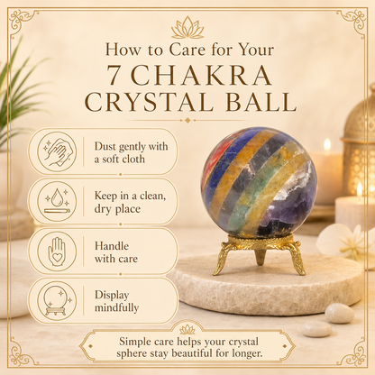 Seven Chakra Crystal Ball With Stand For Meditation