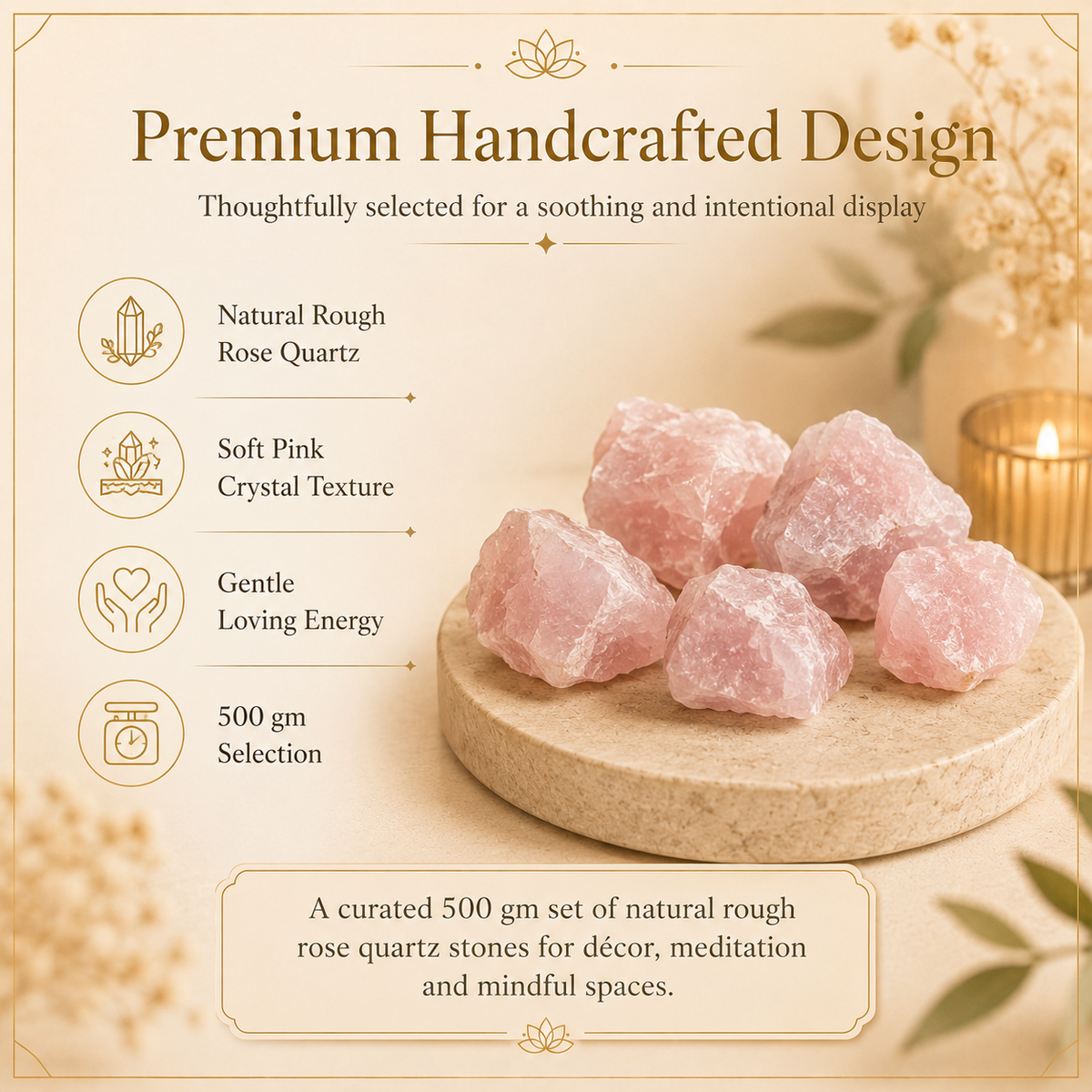 Rose Quartz Raw Crystals and Stones (500 Gram)