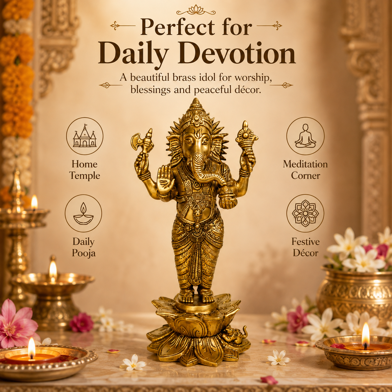 Lord Ganesha On Lotus