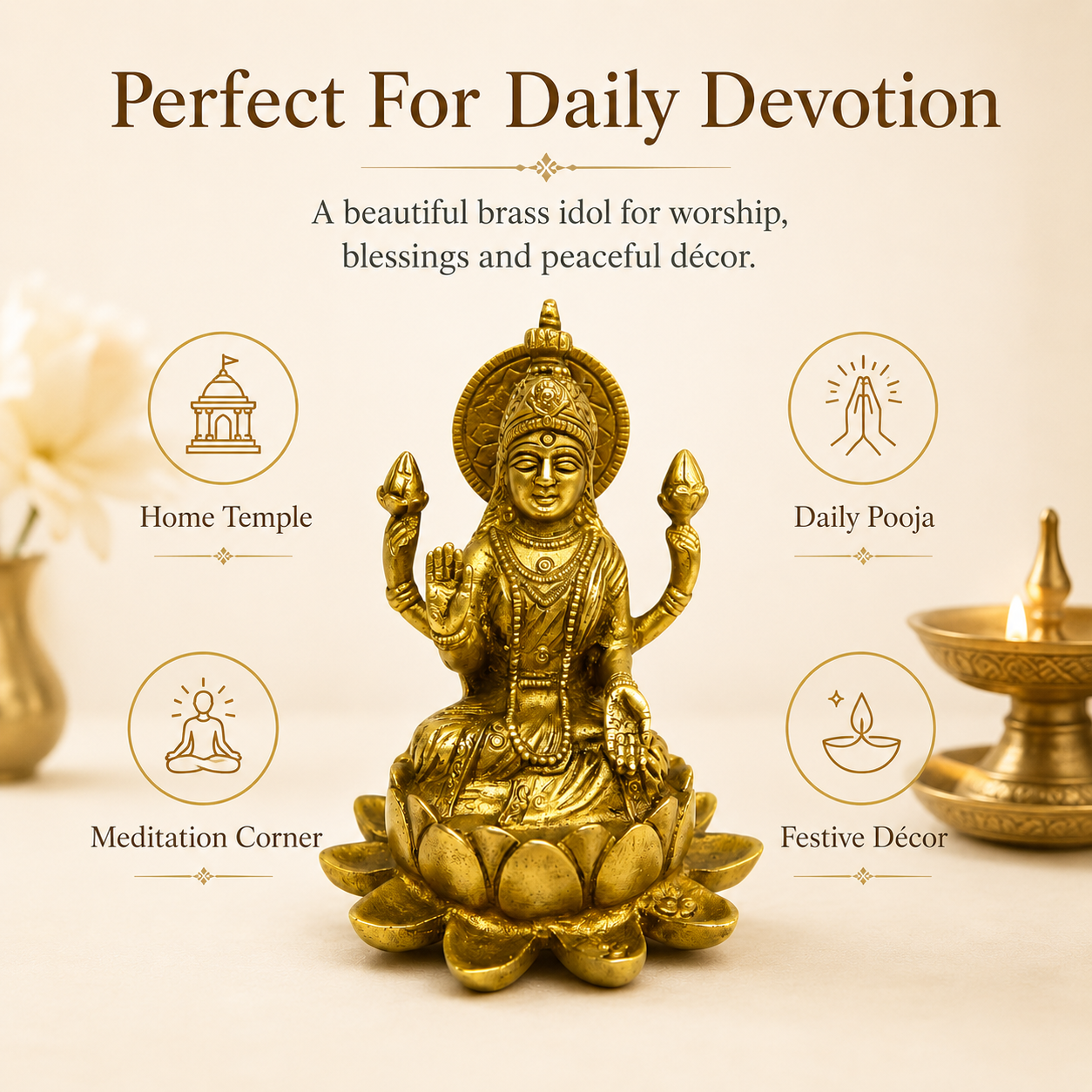 Goddess Lakshmi Seated On Lotus