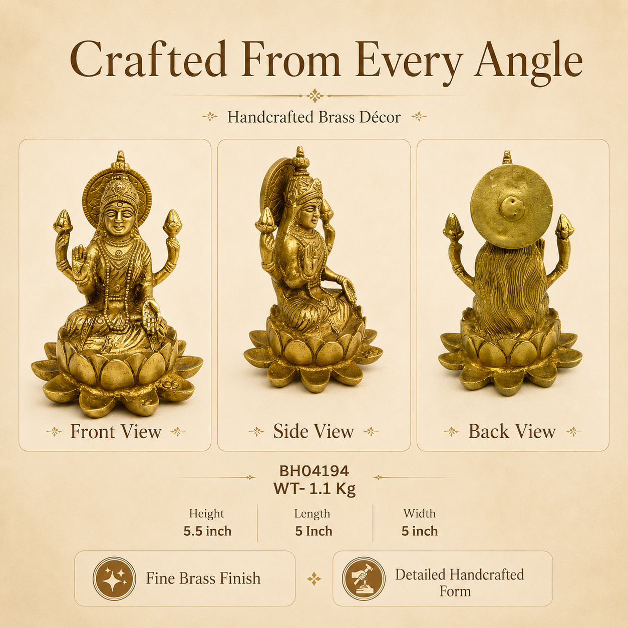 Goddess Lakshmi Seated On Lotus