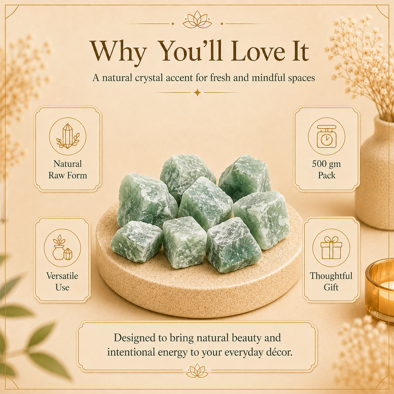Green Aventurine Raw Crystals and Stones (500 Gram)