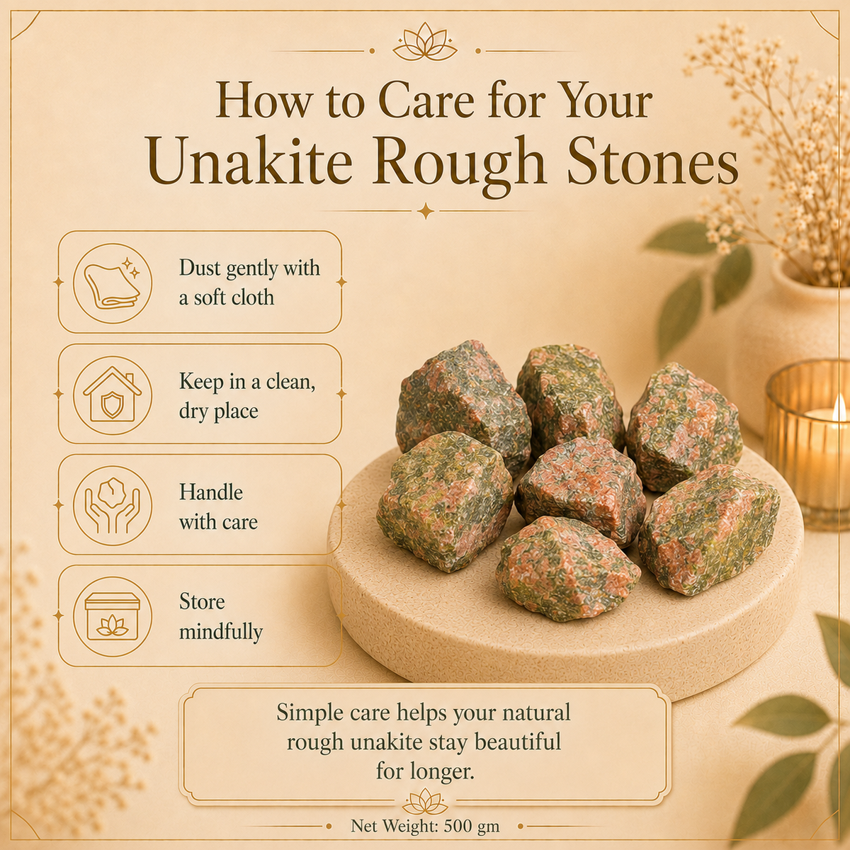 Unakite Raw Crystals and Stones (500 Gram)
