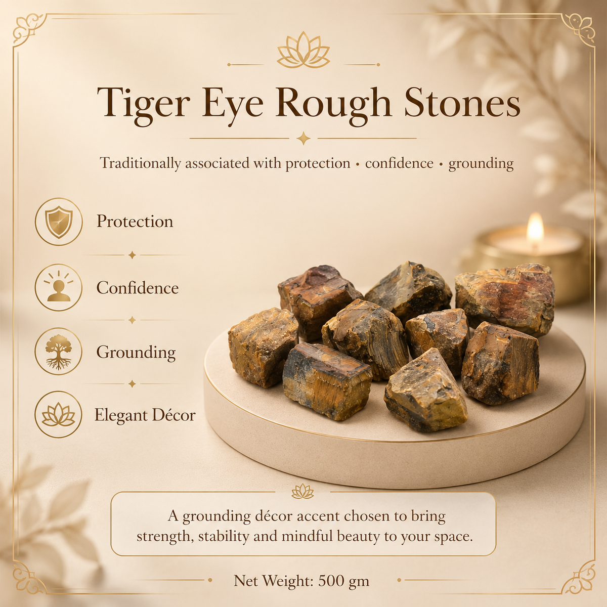 Tiger Eye Raw Crystals Stone For Protection and stability