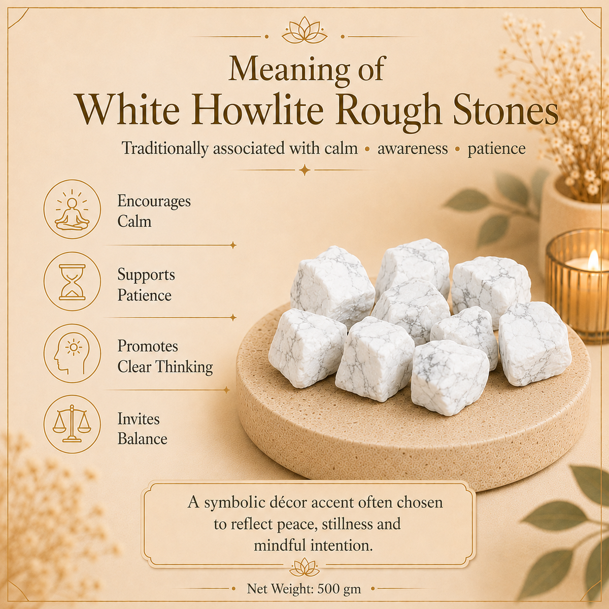 White Howlite Raw Crystals and Stones (500 Gram)