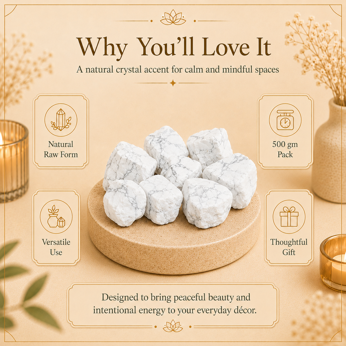 White Howlite Raw Crystals and Stones (500 Gram)
